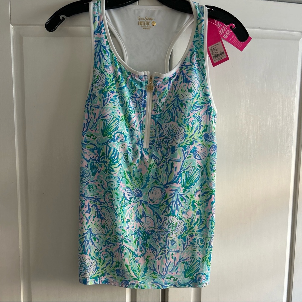 Lilly Pulitzer X Meryl Bra Tank Top Womens SMALL or MED Surf Blue Soleil $118